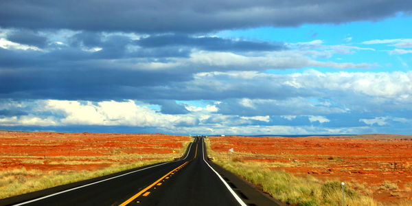 Empty road against sky