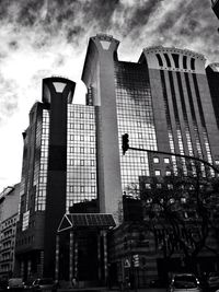 Low angle view of modern building against sky