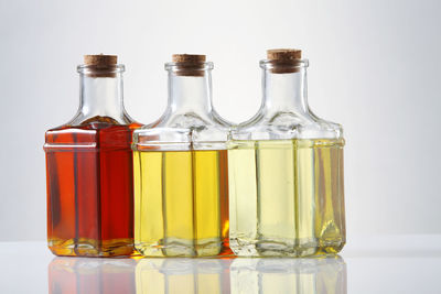 Various types of oil in bottles
