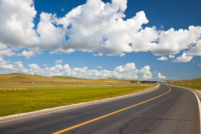 Empty road along landscape