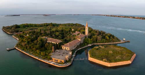 High angle view of sea against sky