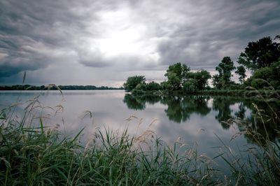 Scenic view of lake against sky