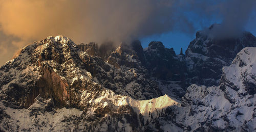 Panoramic view of snowcapped mountains against sky