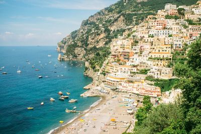 High angle view of beach at positano