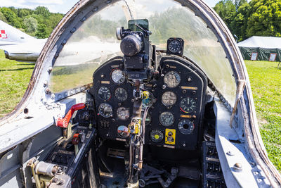 The cockpit of polish jet trainer pzl ts-11 iskra also called spark. ketrzyn, poland, 11 june 2022