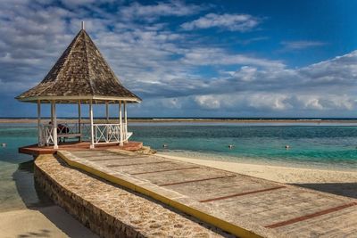 Scenic view of sea against cloudy sky