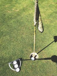 High angle view of person playing with ball