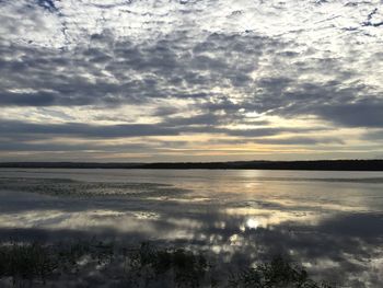 Scenic view of sea against sky at sunset