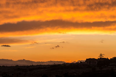 Scenic view of dramatic sky during sunset