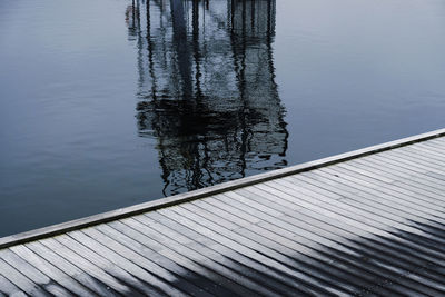 High angle view of pier over lake