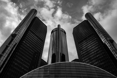 Low angle view of modern buildings against sky