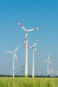 Wind energy generators in a wide open landscape in germany