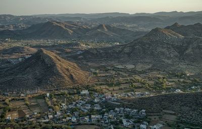 High angle view of buildings in city