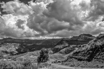 View of landscape against cloudy sky