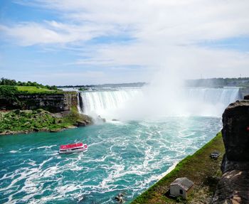 High angle view of waterfall