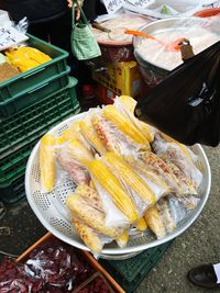 High angle view of food in market