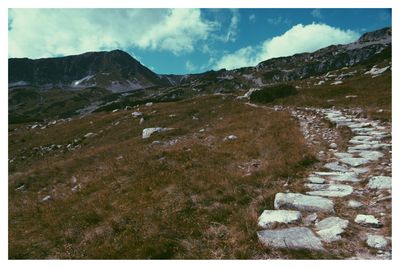 Scenic view of mountains against sky