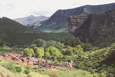 Scenic view of mountain range against sky