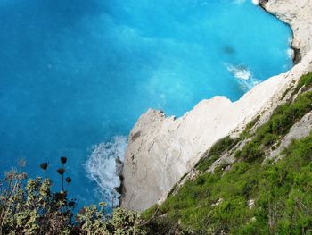 High angle view of rocks on beach