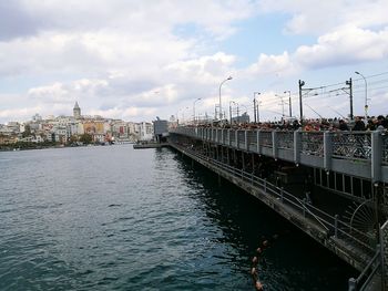 View of harbor against sky