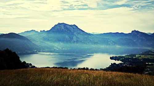 Scenic view of mountains against sky