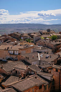 High angle view of townscape against sky