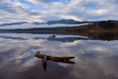 Scenic view of lake against sky