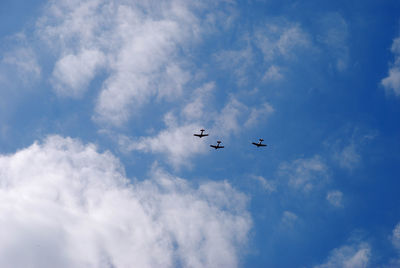 Low angle view of airplane flying in sky