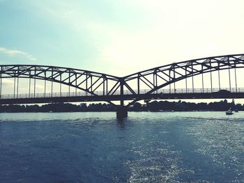 Low angle view of suspension bridge