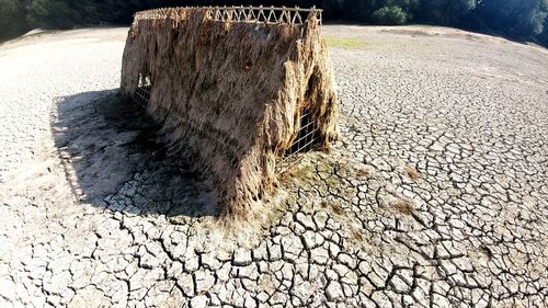 High angle view of stones on rock