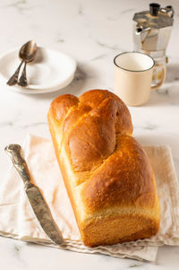 Close-up of breakfast served on table