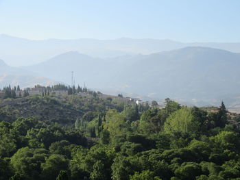 Scenic view of mountains against clear sky