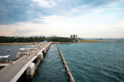 View of calm sea against cloudy sky