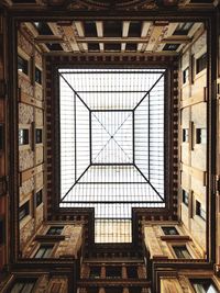 Low angle view of skylight in building