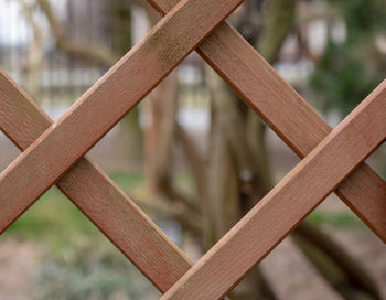 Close-up of metallic fence against blurred background