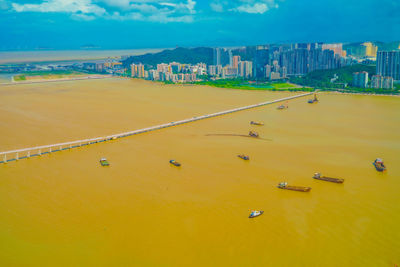 High angle view of sea against sky