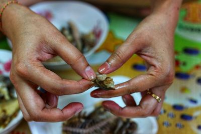 Close-up of hands holding ice cream