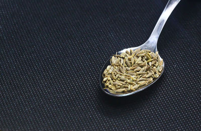 Close-up of food on table against black background