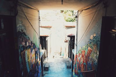 Narrow alley along walls