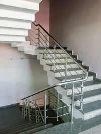 Low angle view of spiral staircase of building