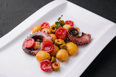 Close-up of food in plate on table