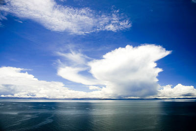 Scenic view of sea against cloudy sky