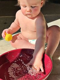 Boy playing in water