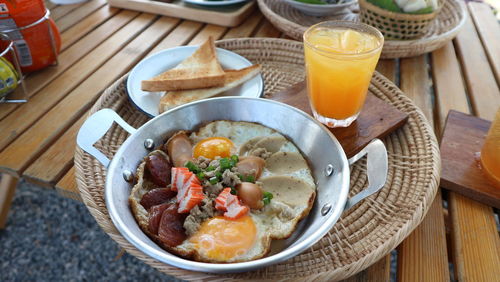 High angle view of food on table