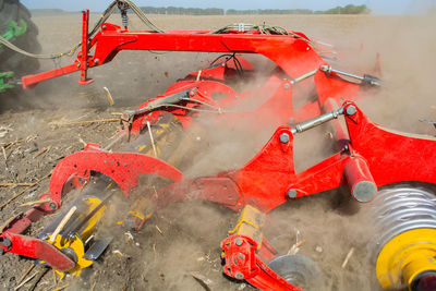 High angle view of crane at construction site