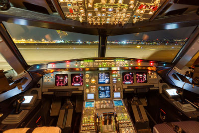 View of airplane at night