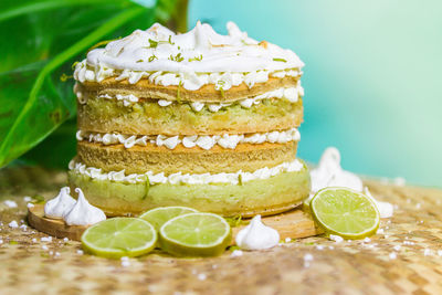 Close-up of cake on table