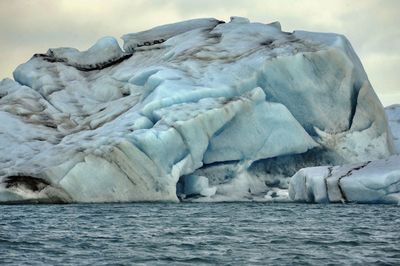 Scenic view of frozen sea against sky