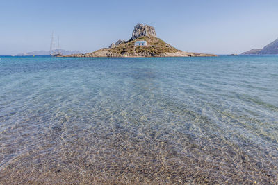 Scenic view of sea against clear sky