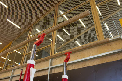 Low angle view of escalators